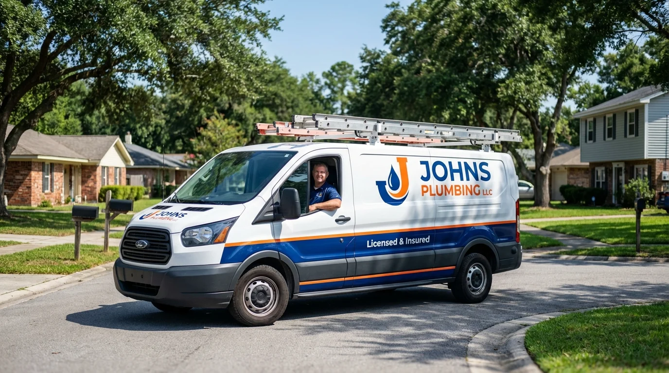 Johns Plumbing LLC service van in Eatonton, GA