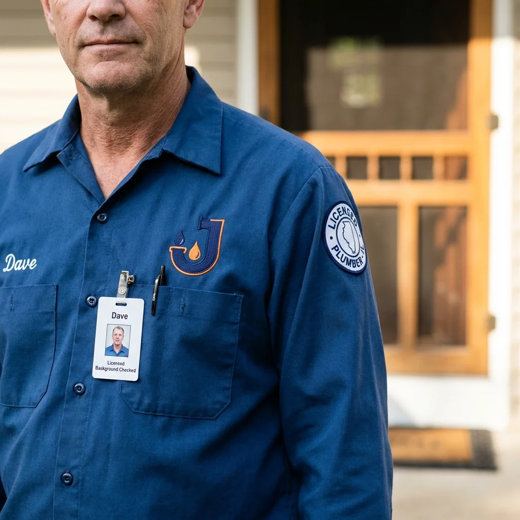 Licensed plumber showing ID badge in Eatonton, GA
