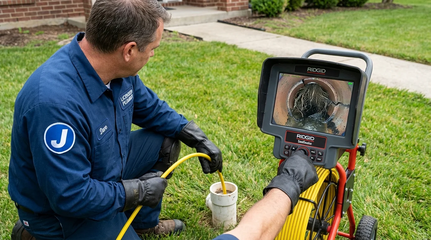 Sewer camera inspection being performed by Johns Plumbing LLC in Eatonton