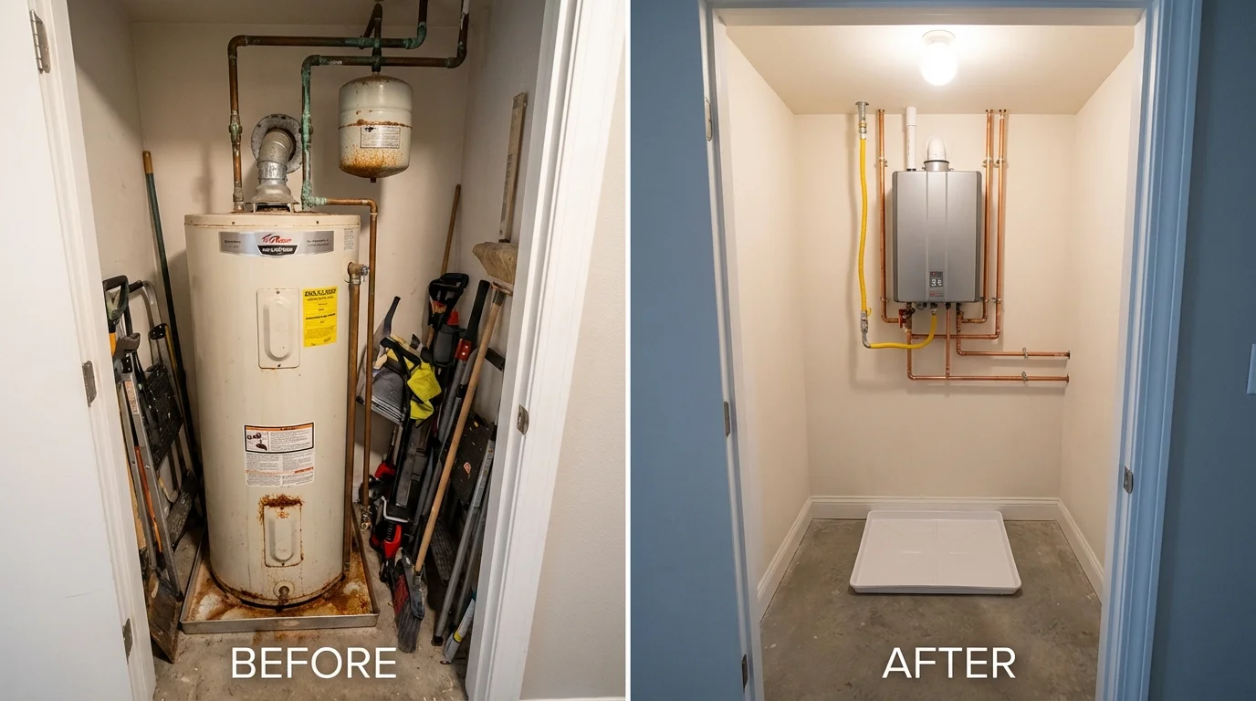 Tank water heater versus wall-mounted tankless unit comparison for Eatonton, GA homeowners